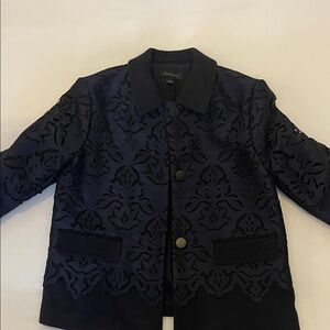 Ann Taylor Navy Embroidered Varsity Jacket